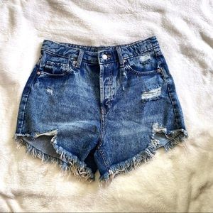 High Rise Frayed Hem Shorts Wild Fable